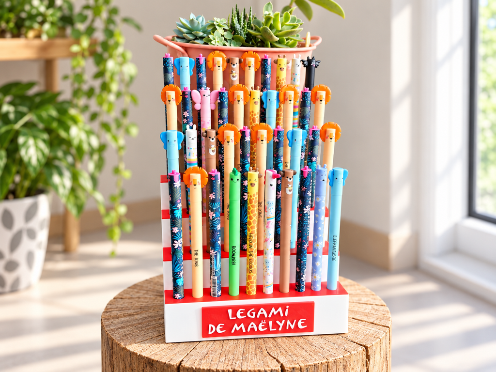 Présentoir 40 stylos compatible Legami – Support personnalisé – Couleurs et texte au choix – Rangement collection stylos