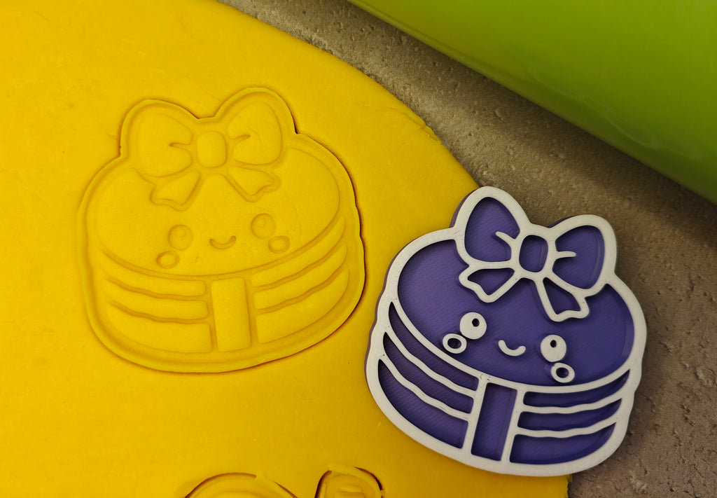 Lot de 6 emporte-pièces Noël gourmand Kawaii – Cutter + tampon – Biscuits maison