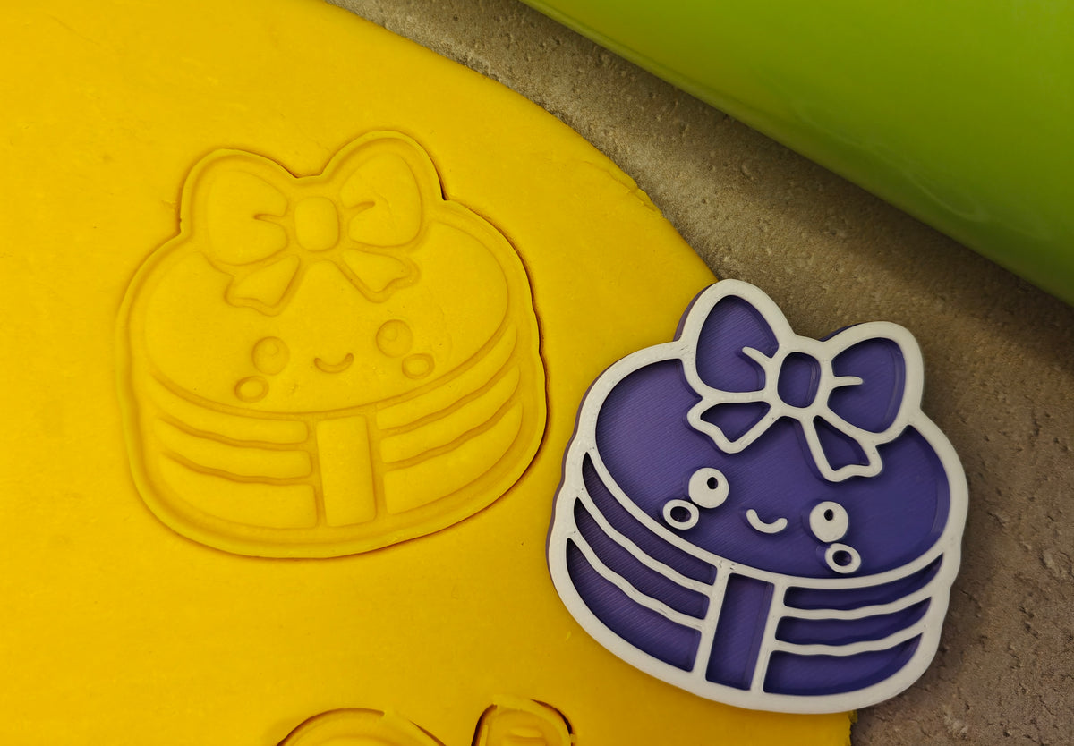 Lot de 6 emporte-pièces Noël gourmand Kawaii – Cutter + tampon – Biscuits maison