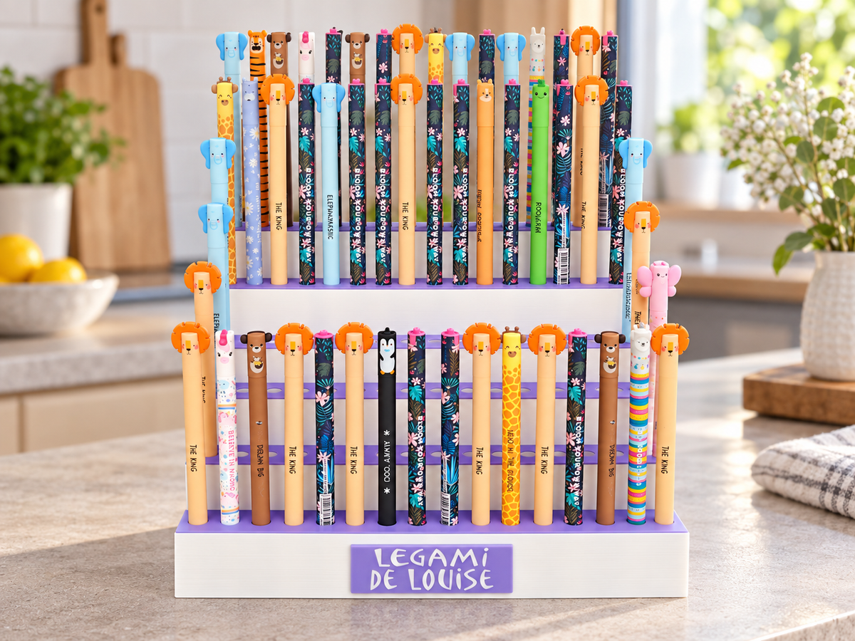 Présentoir 96 stylos compatible Legami – Support personnalisé – Couleurs et texte au choix – Rangement collection stylos