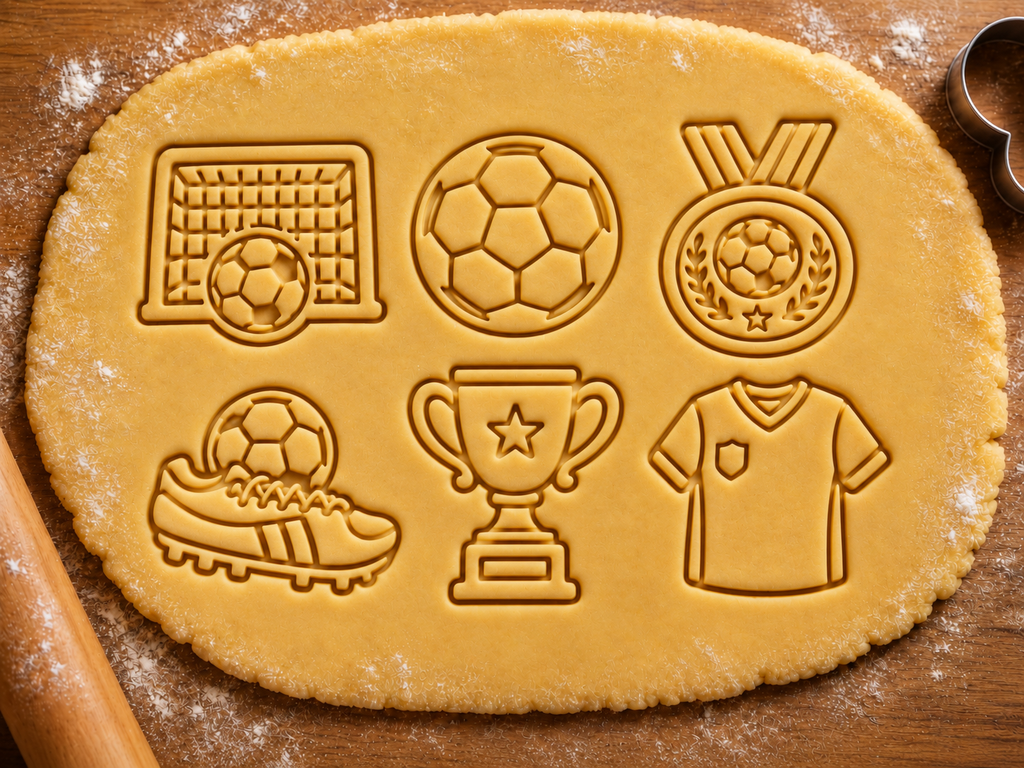 Lot de 6 emporte-pièces Football – Cutter + tampon