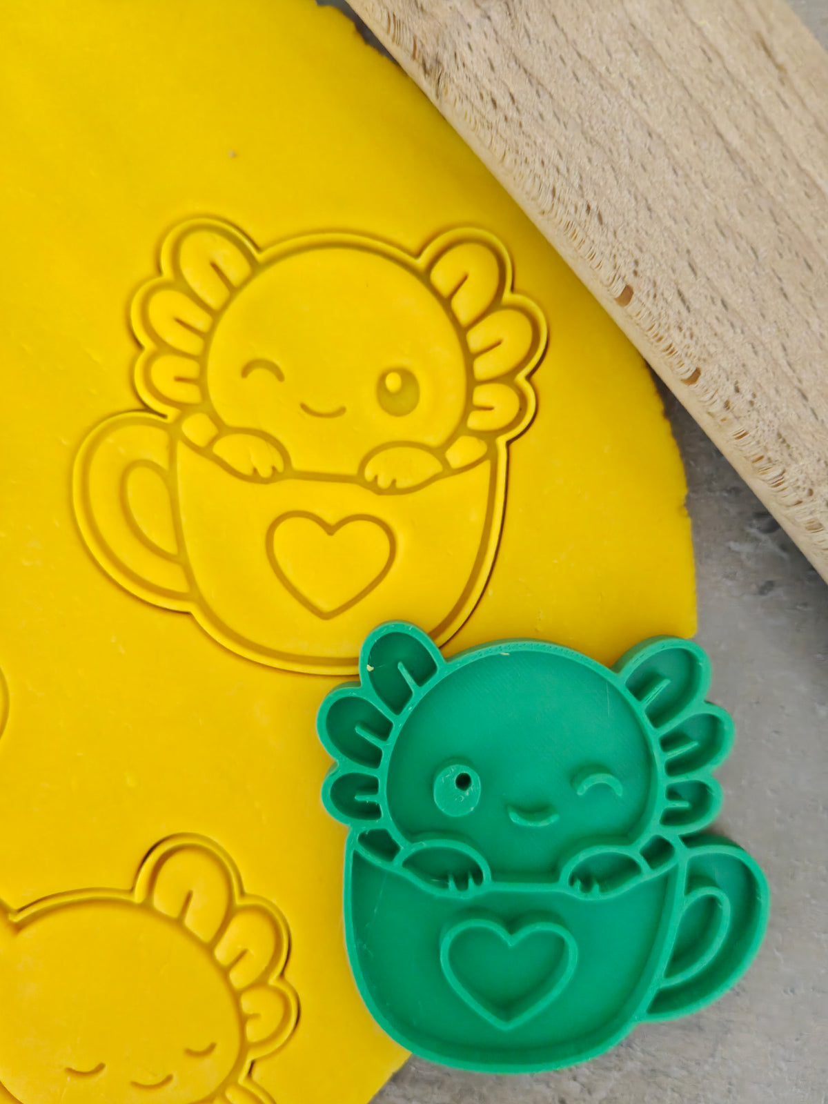 Lot de 6 emporte-pièces Axolotls Kawaii – Cutter + tampon