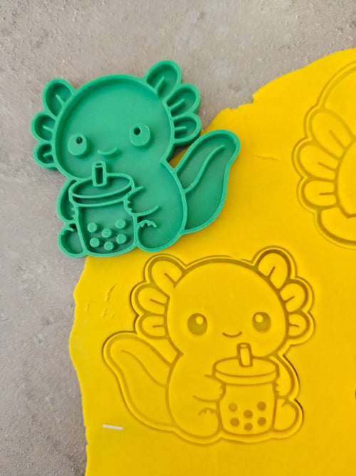 Lot de 6 emporte-pièces Axolotls Kawaii – Cutter + tampon