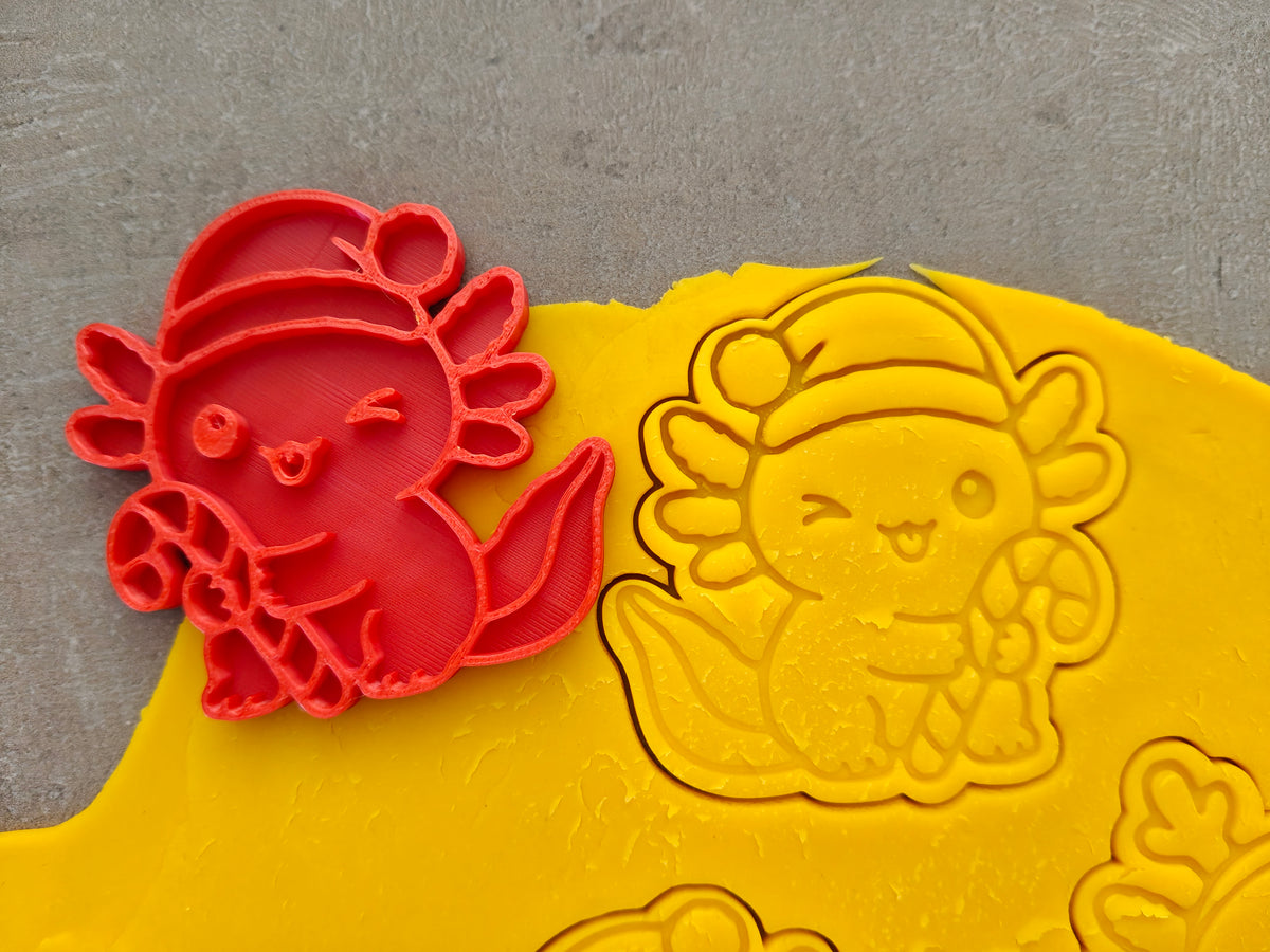 Emporte-pièces Axolotls de Noël – Lot de 6 cutters & tampons