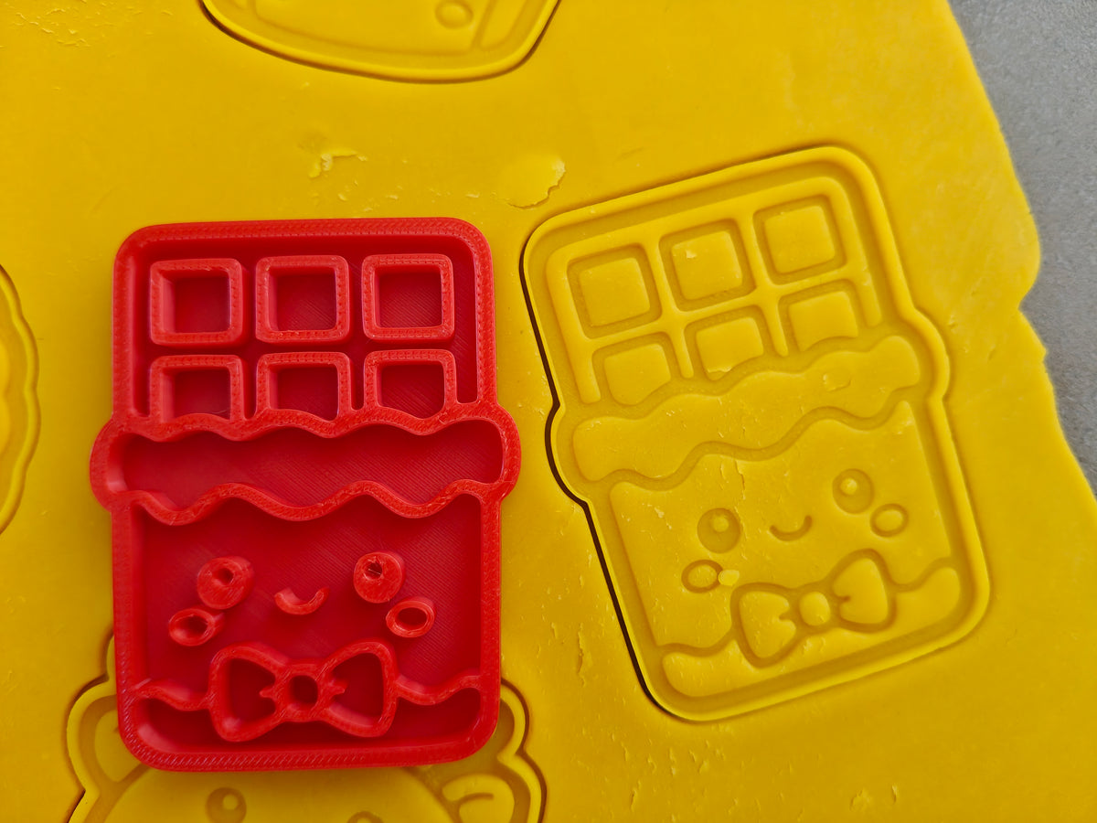 Lot de 6 emporte-pièces Noël Kawaii – Cutter + tampon – Biscuits festifs