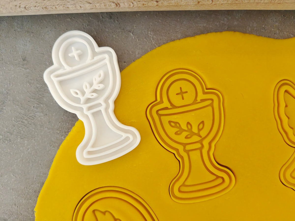 Lot de 5 emporte-pièces Baptême – Cutter + tampon – Biscuits maison