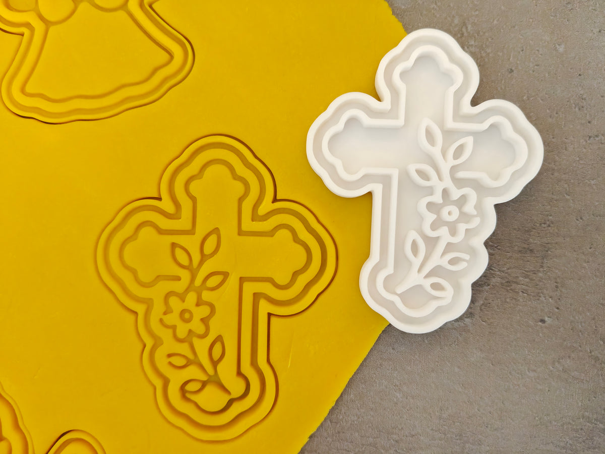 Lot de 5 emporte-pièces Baptême – Cutter + tampon – Biscuits maison