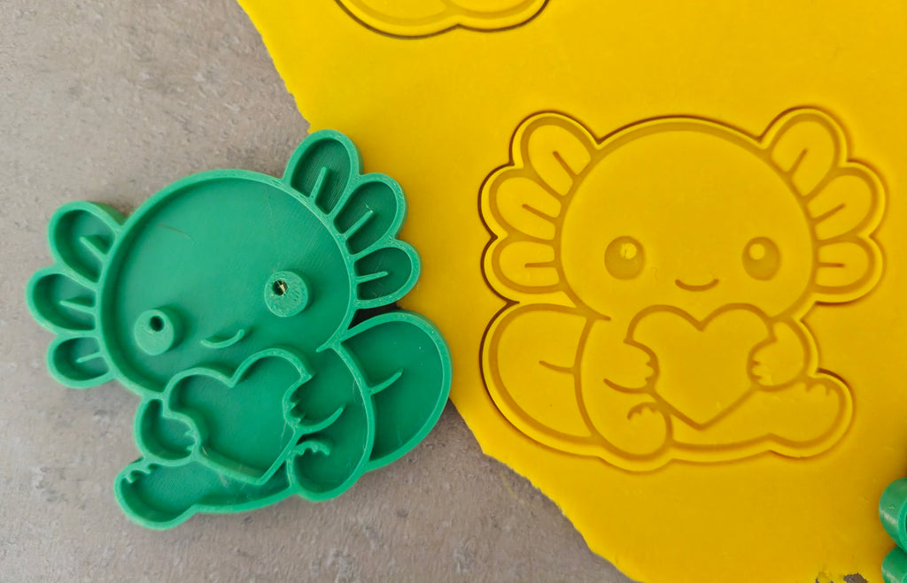 Lot de 6 emporte-pièces Axolotls Kawaii – Cutter + tampon