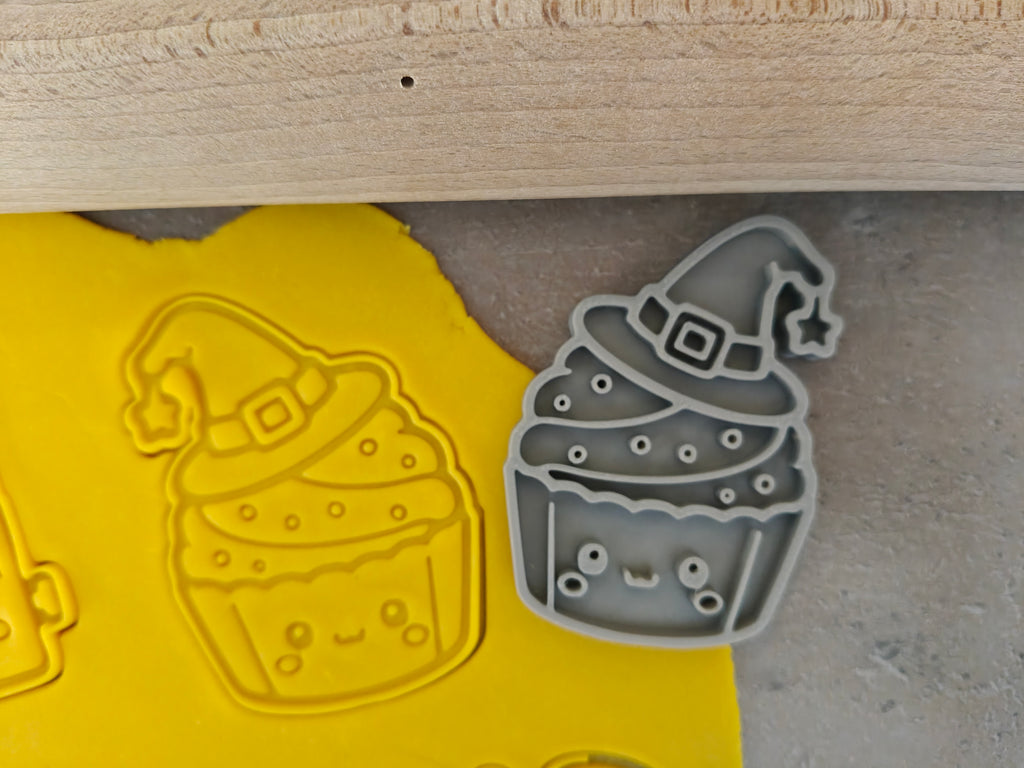 Lot de 6 emporte-pièces Halloween Kawaii – Cutter + tampon – Biscuits maison
