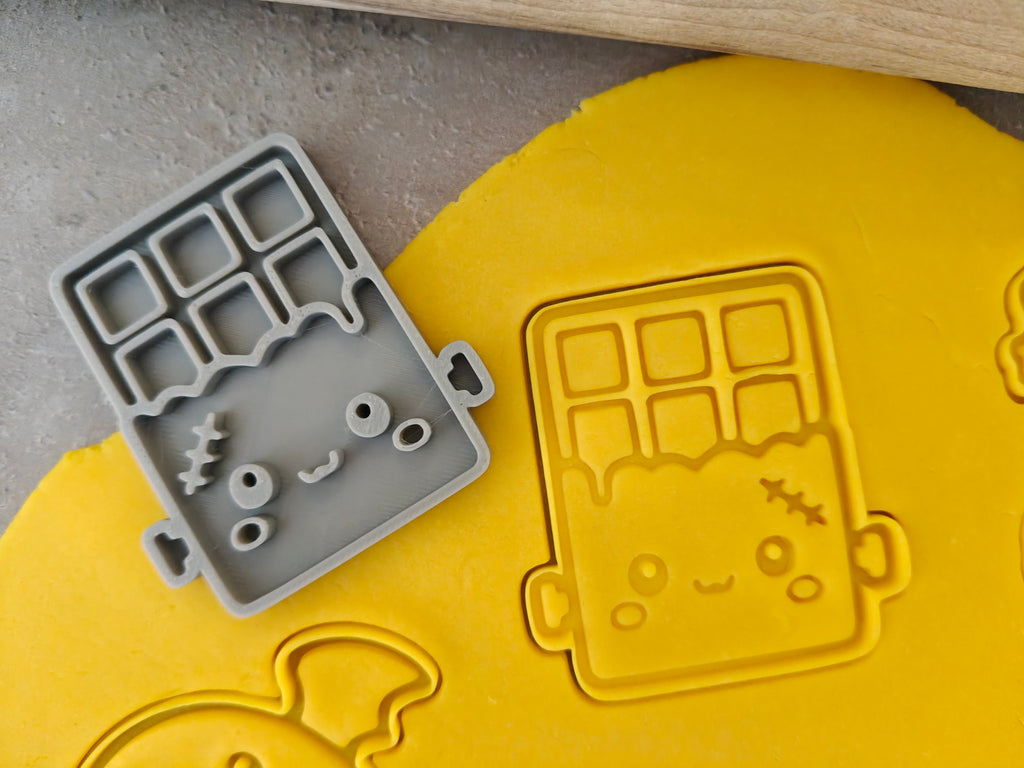 Lot de 6 emporte-pièces Halloween Kawaii – Cutter + tampon – Biscuits maison