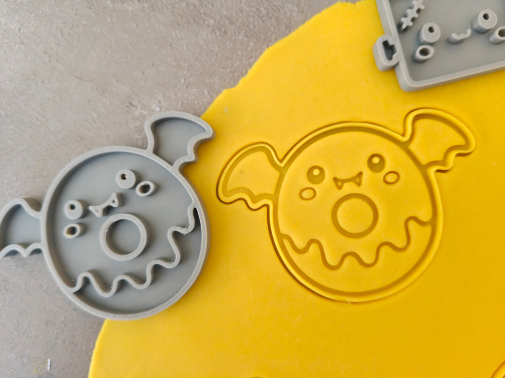 Lot de 6 emporte-pièces Halloween Kawaii – Cutter + tampon – Biscuits maison
